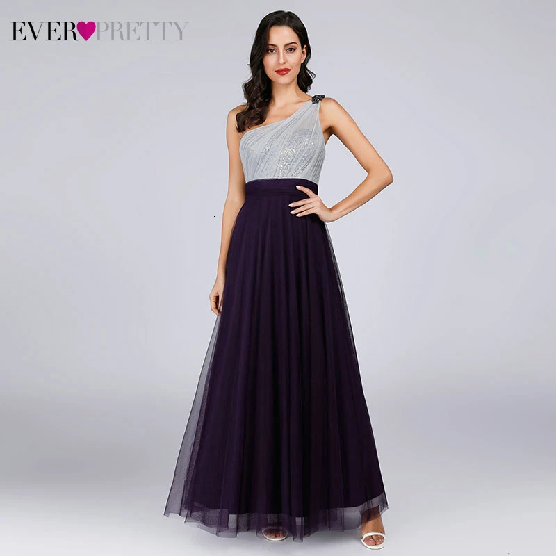 

Sexy Evening Dresses Ever Pretty EP07404 Sequined A-Line One Shoulder Ruched Contrast Color Formal Party Gowns Robe Femme Soiree