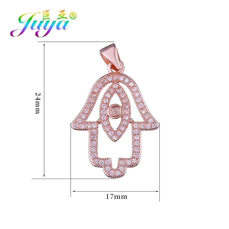 Rose Gold Pendant Juya, женское модное ожерелье с кулоном, микро ПАВЕ, циркон, Хамса, рука Фатимы, сглаза, золото/серебро/розовое золото, колье, ожерелье - Окраска металла: Rose Gold Pendant