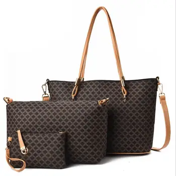 

Ragcci New Women 3 Set Handbags Pu Leather Fashion Designer Handbag Shoulder Bag Black Pink Red Simple Female Messenger Bag