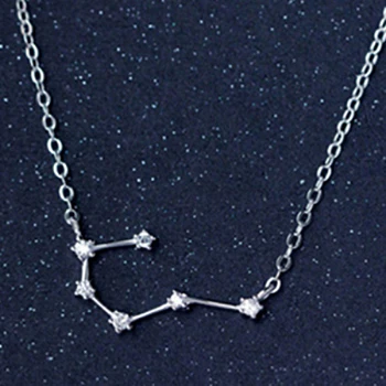 New Design 12 Constellations 925 Sterling Silver Fashion Zircon Women's Necklaces Gorgeous Jewelry Clavicular Chain - Цвет камня: Cancer