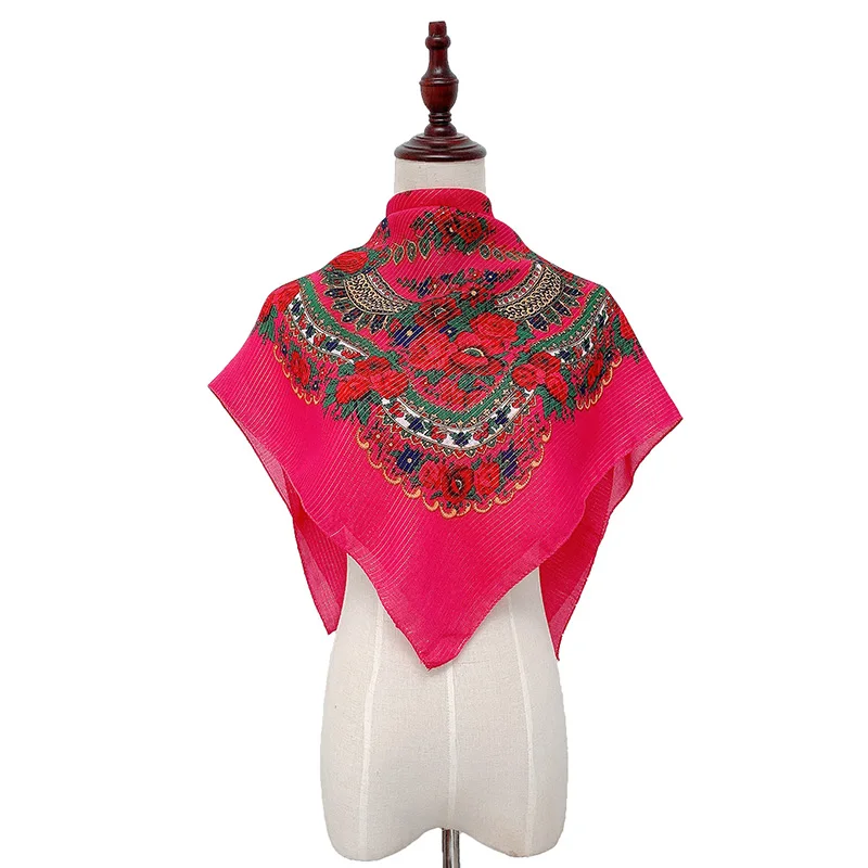 Модный женский шарф с цветочным принтом, роскошный брендовый головной убор на весну и осень, хиджаб, Женский русский хлопковый платок - Цвет: TJ03 roseo