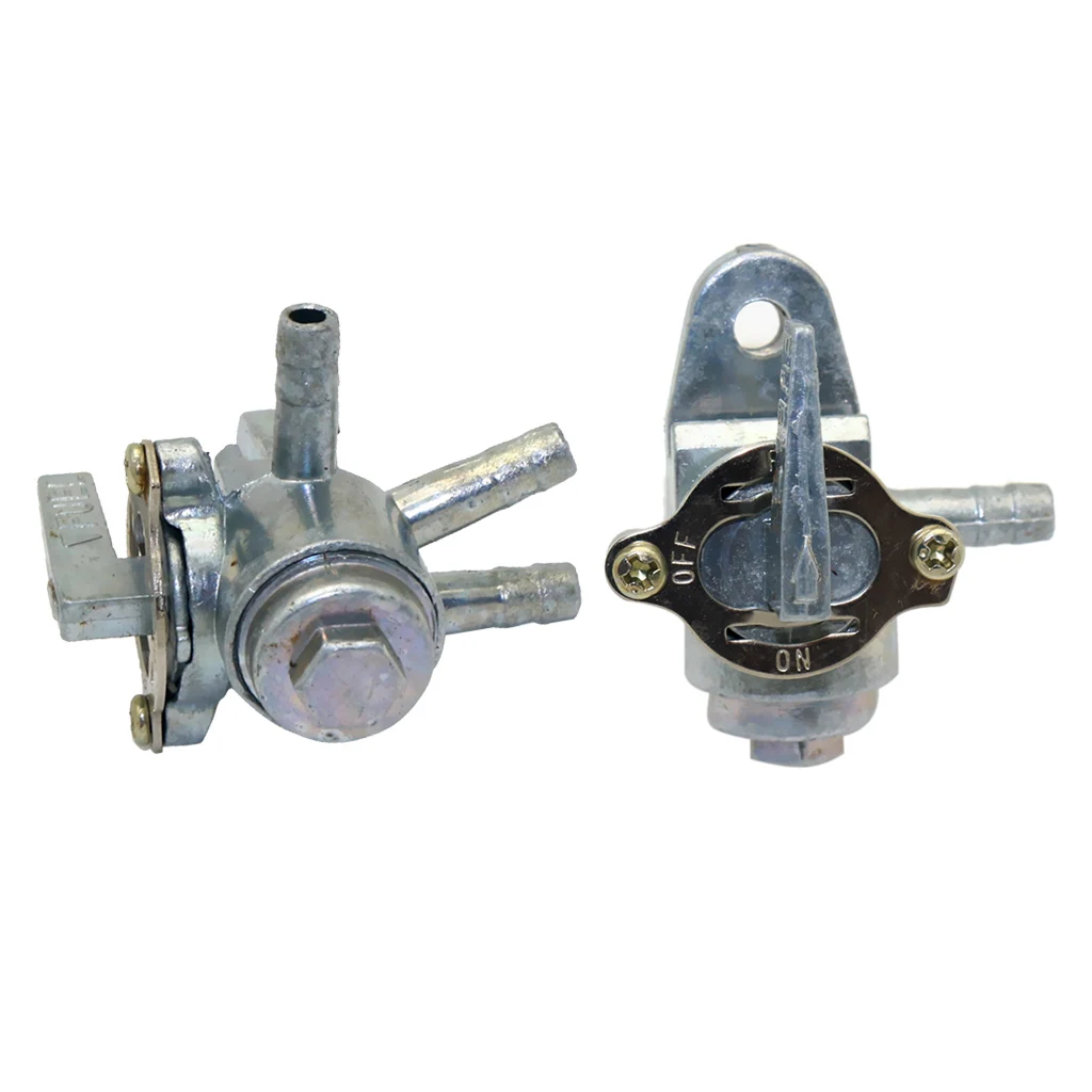 2x Gas Tank Fuel Petcock Switch Shut Off Valve 3 Port for 50cc 70cc 90cc 100cc 110cc ATV Quad Pocket Dirt Bike - Silver