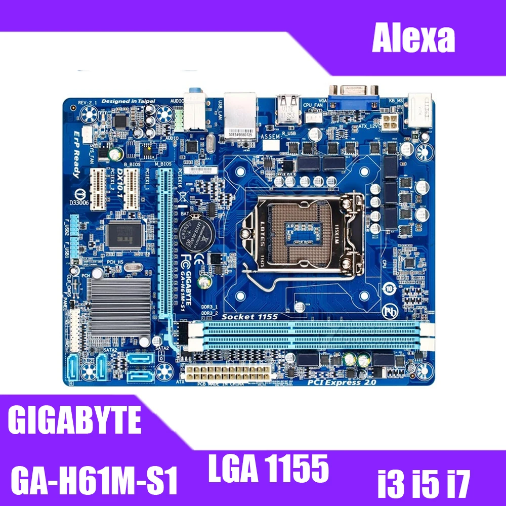 GIGABYTE GA-H61M-S1 рабочего Материнская плата H61 разъем LGA 1155 i3 i5 i7 DDR3 16G uATX UEFI BIOS