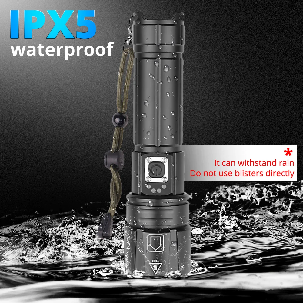 Самый мощный светодиодный фонарь XHP70.2 XHP50, водонепроницаемый фонарь, перезаряжаемый через USB, фонарь с зумом для кемпинга, рыбалки, с 18650, 26650 b
