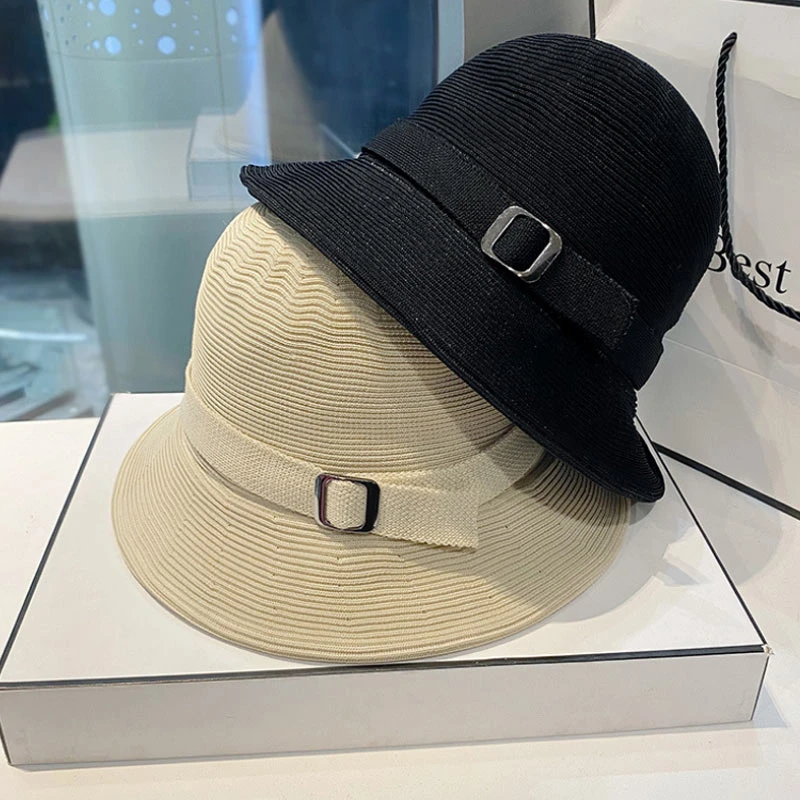 Damas sol sombreros Fedora sombrero de paja europeo y americano Retro oro  trenzado sombrero sombrilla de mujer gorra plana sombreros con visera| Sombreros de sol para hombre| - AliExpress