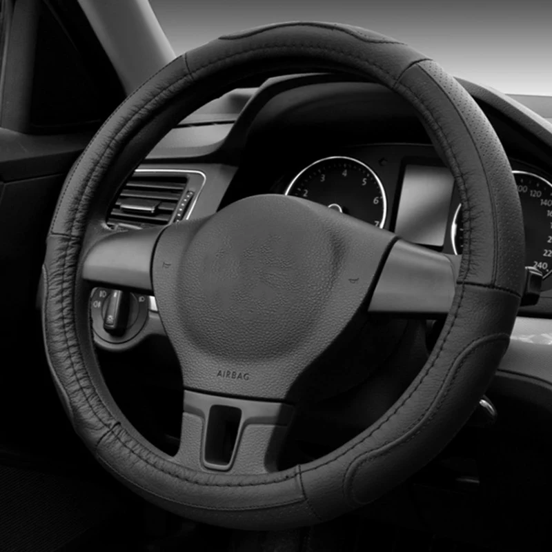 38cm Подлинный кожный слой головы Авто рулевого колеса автомобиля крышки противоскользящие для 38 см Авто Стайлинг рулевого колеса протектор - Название цвета: 38cm