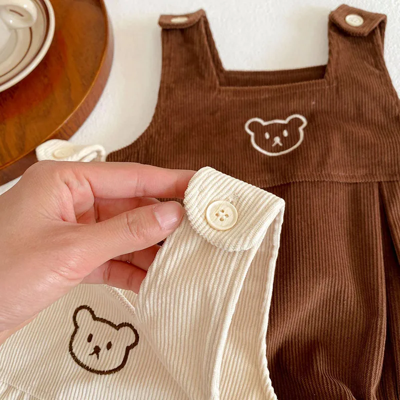 MILANCEL 2022 Spring New Baby Clothing Set Toddler Girls Bear Set Infant Blouse And Corduroy Bodysuits 2 Pcs  Suit baby dress and set