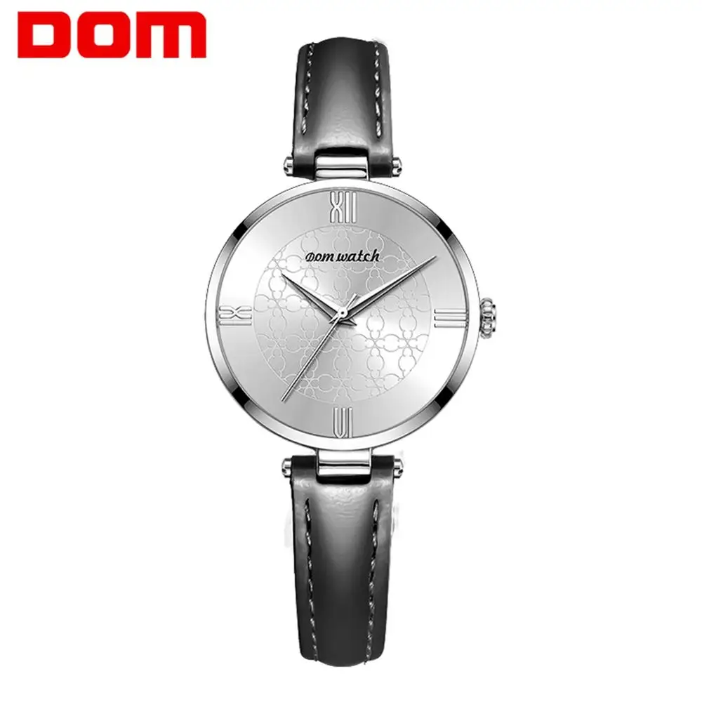

DOM Womens Watches Top Brand Luxury Waterproof Watch Fashion Ladies Leather Ultra-Thin Casual Wrist Watch Quartz Clock G-1294
