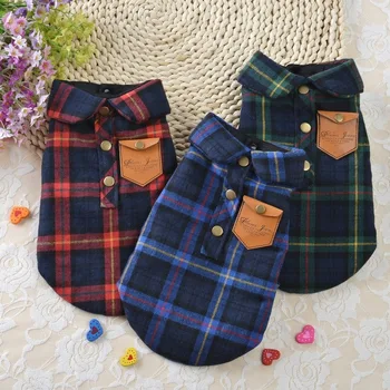 

New Fashion Pet Dog Plaid Shirt Puppies Spring Autumn Warm Cotton Clothes Chihuahua French Bulldog Casual Clothing XS-XL