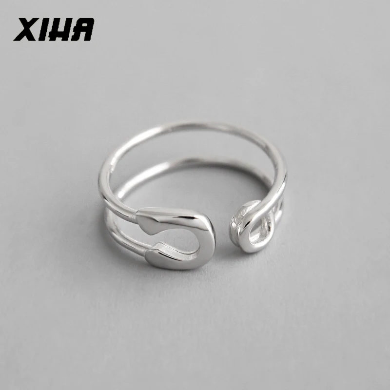 

XIHA Genuine 925 Sterling Silver Rings for Women Novelty Clip Pins Design Silver Ring Adjustable CHIC Party S925 Silver Jewelry