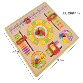 

2020 Baby Kids Toy Cartoon Calendar and Clock Wood Numbers Math Preschool Early Childhood Kids Learning & Education Puzzle Toy