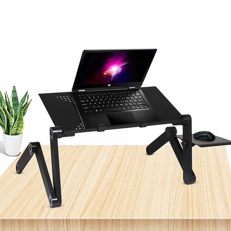 

Adjustable laptop table Portable foldable laptop desk aluminum bed table lap stand with Mouse board and USB fans