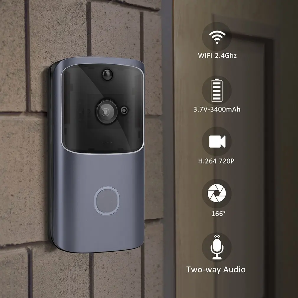 

WIFI DoorBell Video Doorbell 720P IP Security Intercom Wireless Camera Motion Detection Alarm Audio Talk Waterproof SD Card