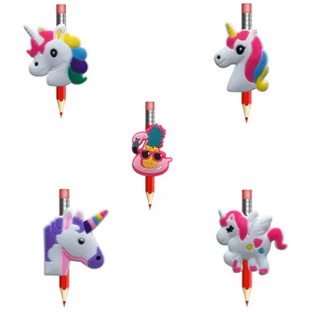 

New 8pcs/lot Classic Cartoon Unicorn PVC Pencil Toppers Pen Grip Accessory Pencil Caps School Stationery for Kids Party Gift
