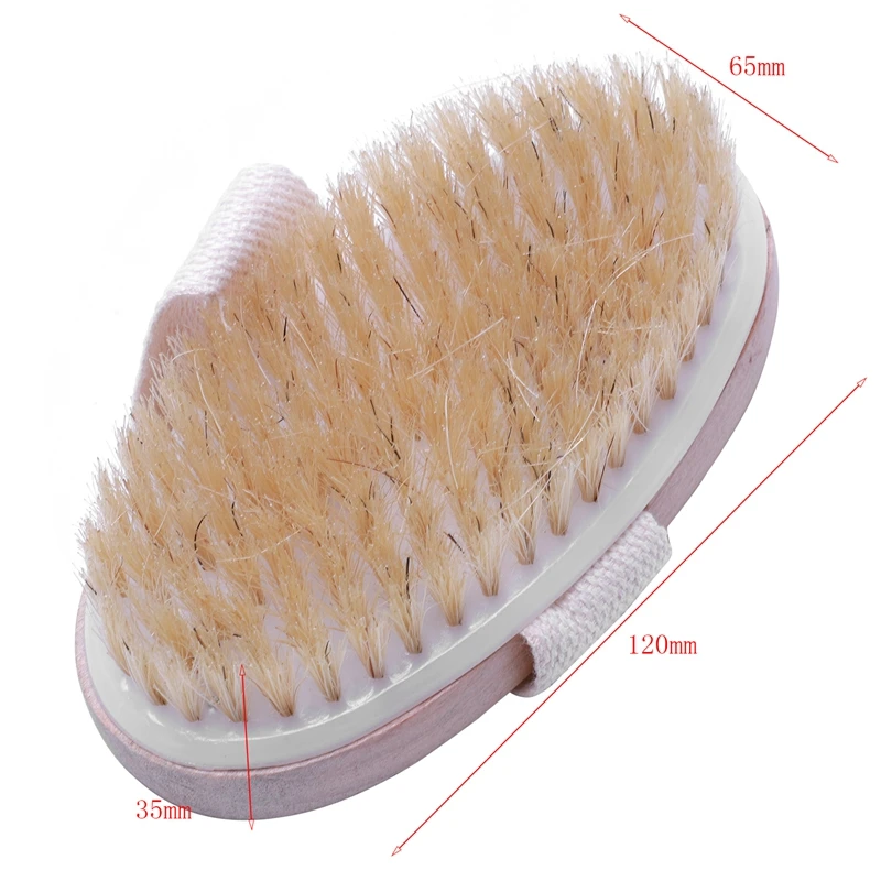 Dry Skin Body Natural Bristle Brush Soft SPA Brush Bath Massager Home Popular New,Wood color,12* 6.5* 3.5cm