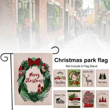 

Christmas Winter Snowflake Garden Flag Santa Claus Snowman Indoor Outdoor Home Decor Flags Happy Festival Household Hanging Flag