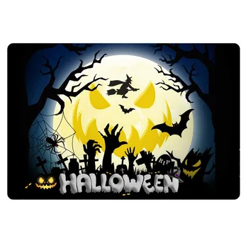 

Halloween Castle Bat Witch Night Doormat with Rubber Backing Area Rug Indoor/Outdoor Front Door Mat
