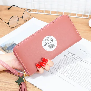 

Ladies Zipper Purse Large Capacity Practical Wristlet Wallet Woman PU Leather Fashion Female Long Section Wallet