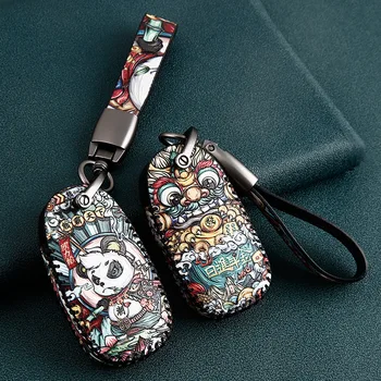 

Leather Car Key Cover key Case For Hyundai i30 Ix35 KONA Encino Solaris Azera Grandeur Ig Accent Santa Fe 2017 2018 2019