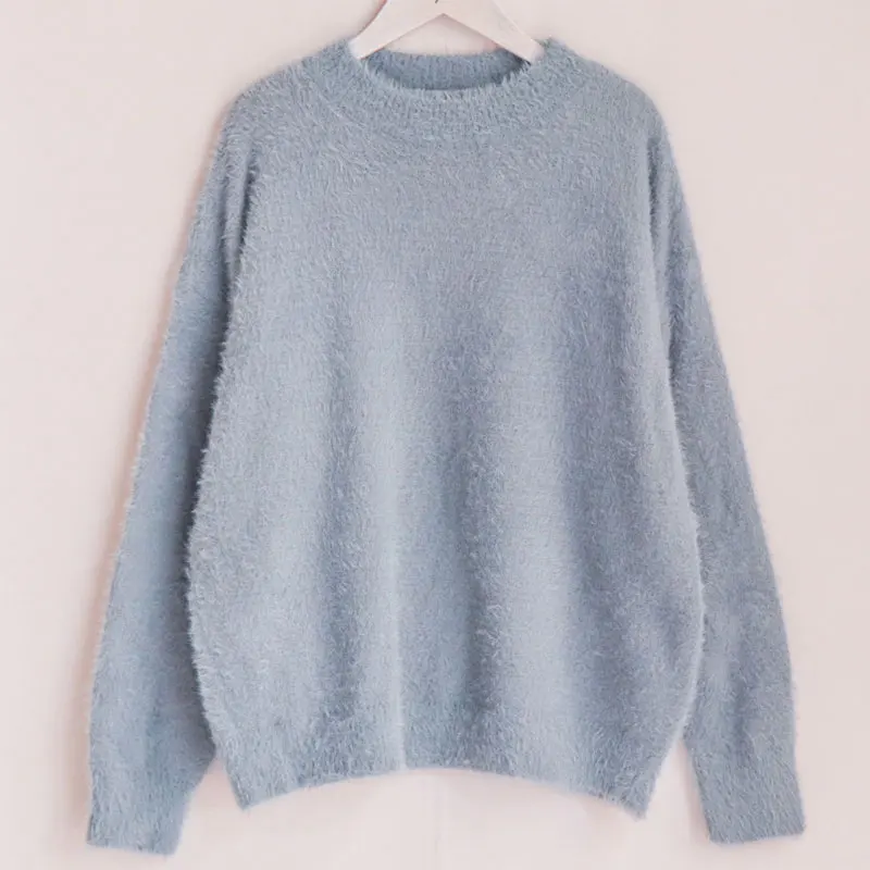 Autumn Winter Oversize Thick Mink Cashmere Sweater Poullovers Women Batwing Sleeve Female Casual Warm Fur Sweater Jumper