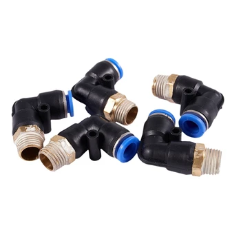 

HTHL-5pcs Pneumatic 8mm to 1/4" PT Male Thread 90 Degree Elbow Pipe Quick Fittings