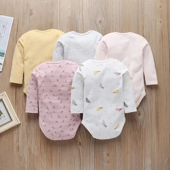 

5 pcs/lot newborn bodysuit baby baby clothes long sleeve cotton printing infant clothing for 6-12 Months