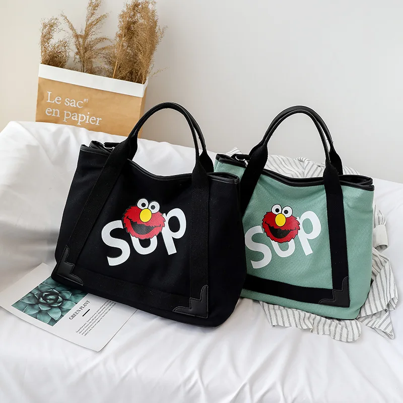 

Sesame Street Large Capacity Canvas Bag Women's 2019 New Style Korean-style Fashion Handbag Versatile Fashion Crossbody Bag