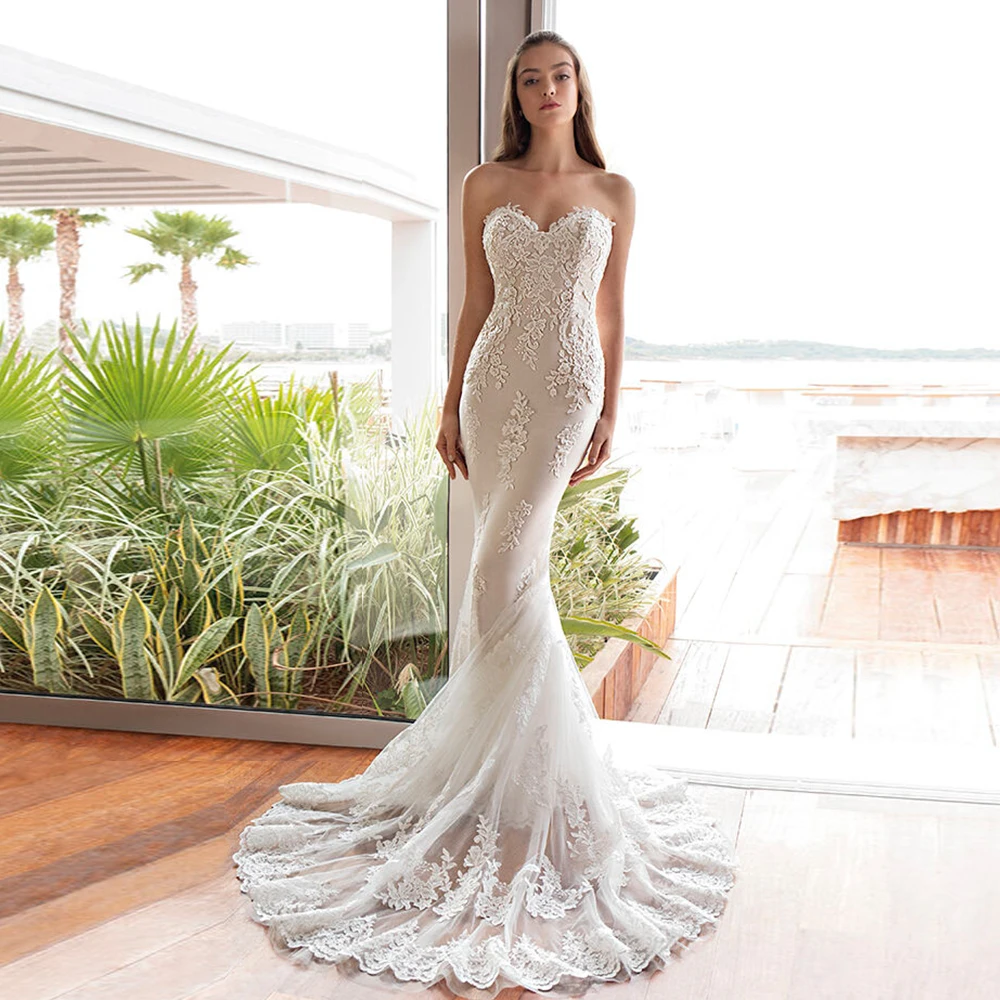 Новое поступление, свадебное платье русалки, Vestido De Noiva Sereia, с вырезом лодочкой, с открытой спиной, с аппликацией, элегантное платье, Boho Suknie Slubne