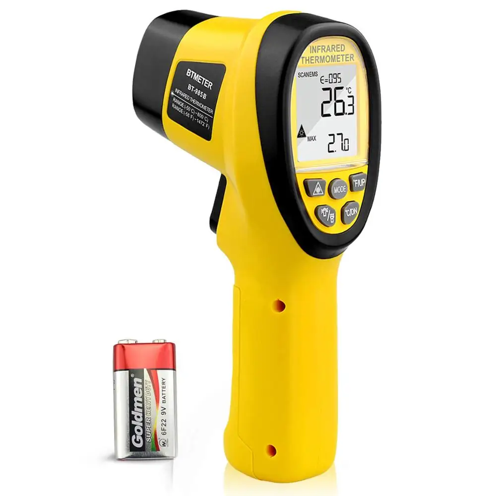BTMETER BT-985B Non-Contact Infrared Pyrometer -50℃-1360℃ Digital Laser Thermometer 16:1 for HVAC Food Cooking