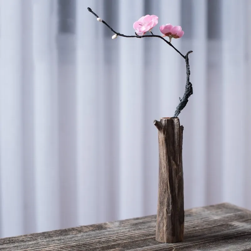 New style Solid wood vase Flower arrangement Vase Living room TV cabinet Office photo studio decoration Home decoration WSHYUFEI