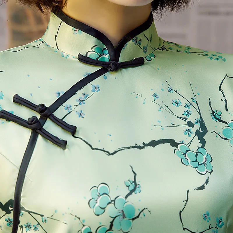 Sheng Coco модное короткое новое платье Cheongsam банкетное платье Cheongsam длиной до колена китайское Ретро Qipao шелковое атласное платье женская одежда