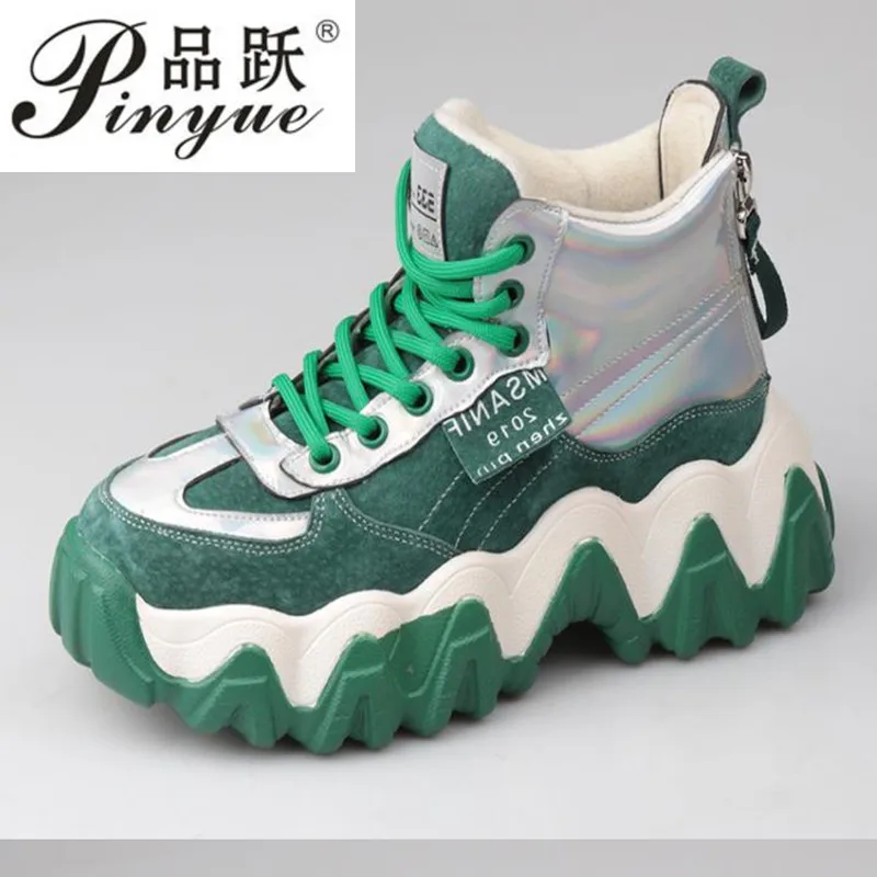 

2020 Women Chunky Sneakers Platform Female Genuine leather Trainers Casual Shoes Designers Lace Up Shoes Woman Fashion Sneaker