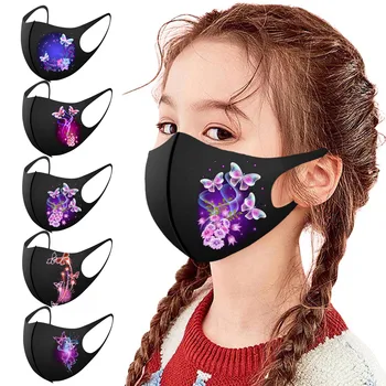 

5pcs Children's Cotton Mask Butterfly Prints Protection Facemask Reusable Washable Facemasks Earloop Elastic Mascarilla Маски