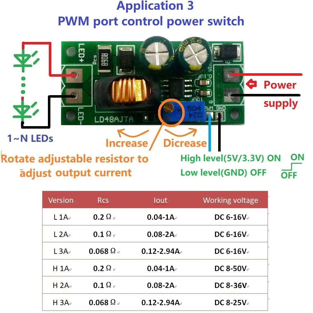 10 pces ld48ajta dc 6 50v 1 3a potenciometro 05
