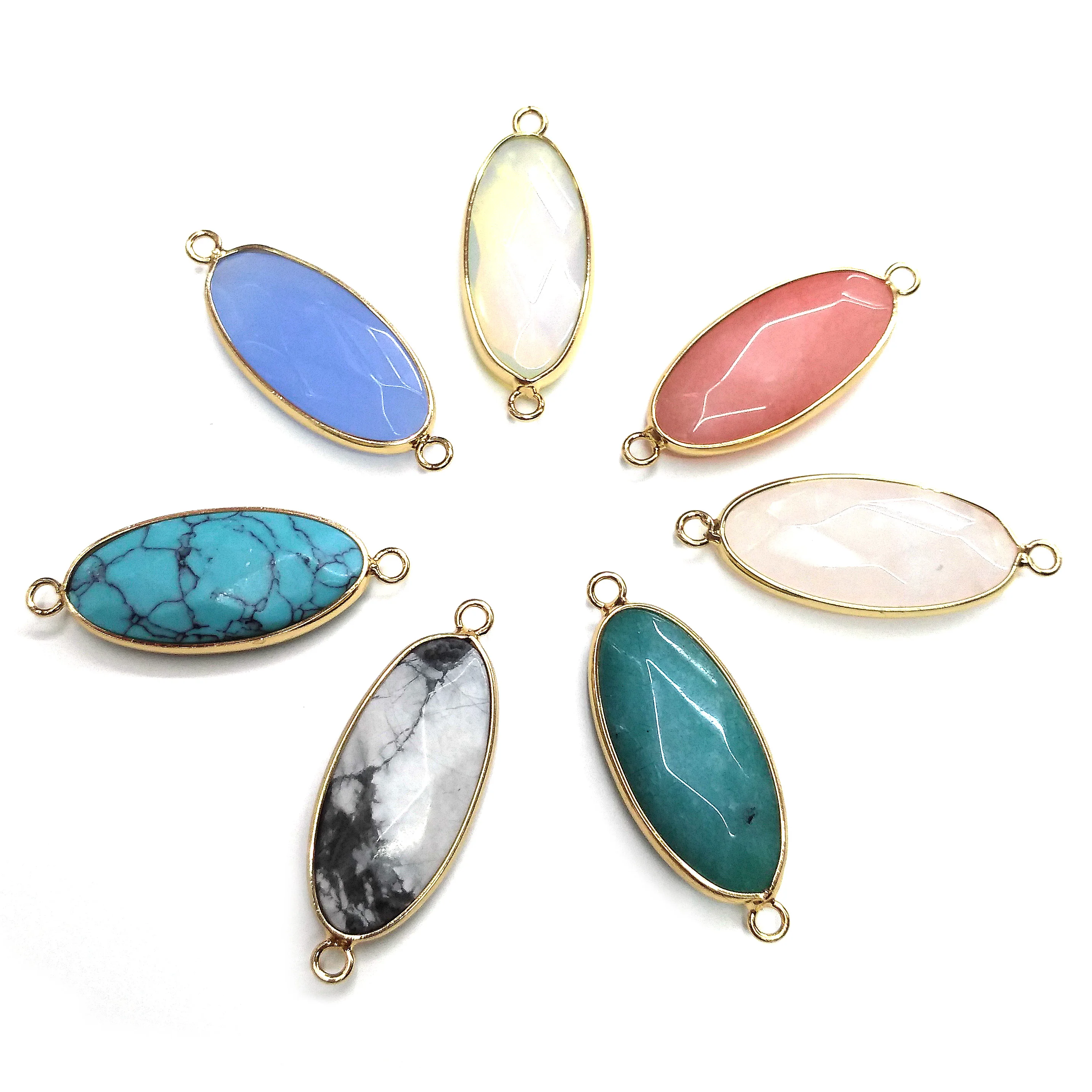 

Natural Stone Agates Pendant Double hole connector Pendants for Jewelry Making DIY Necklace Accessories Size15x38mm