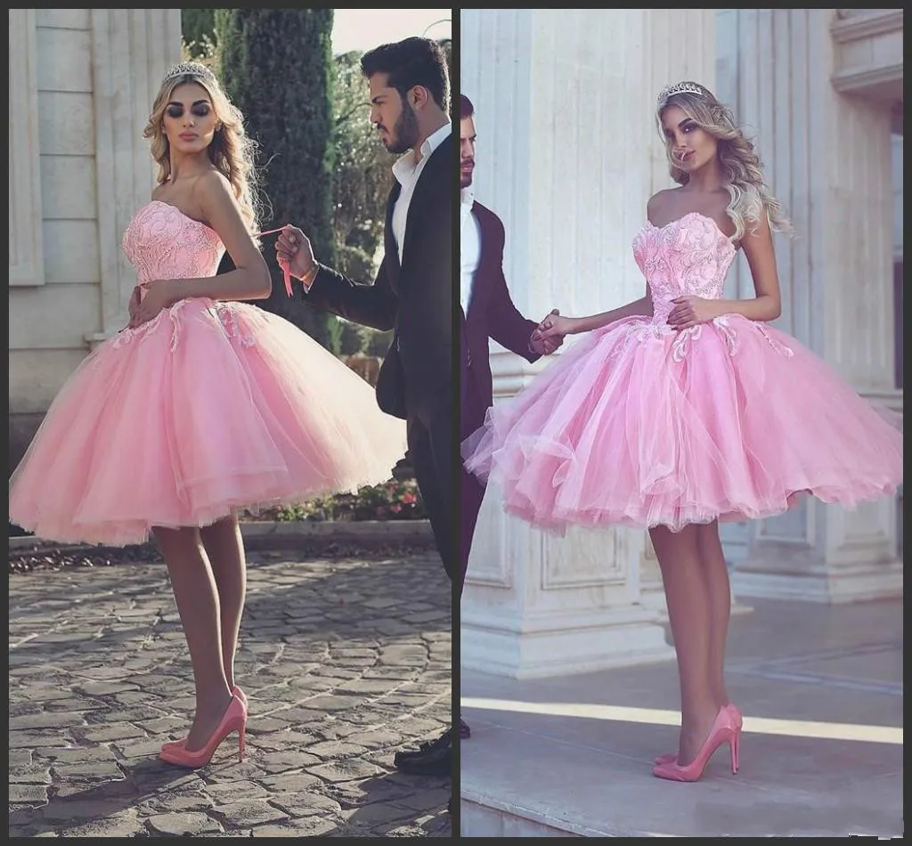 2020 Новый Розовый Короткое бальное платье Вечерние кружевное коктейльное с длинными рукавами и аппликацией