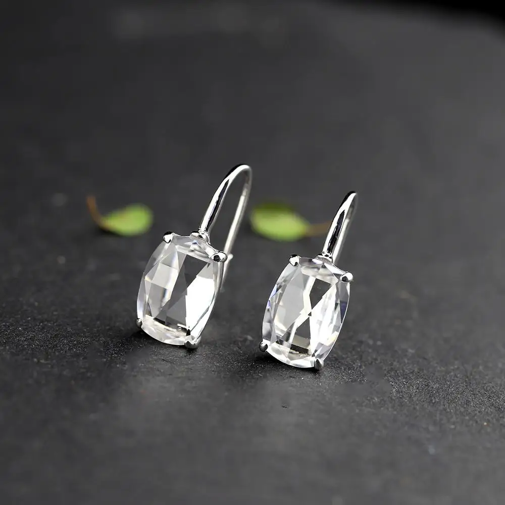 Rectangle Бесцветные прозрачные серьги с белыми кристаллами для женщин, квадратные серьги с кристаллами, настоящее 925 пробы, серебряные геометрические серьги E1582 - Цвет камня: Rectangle