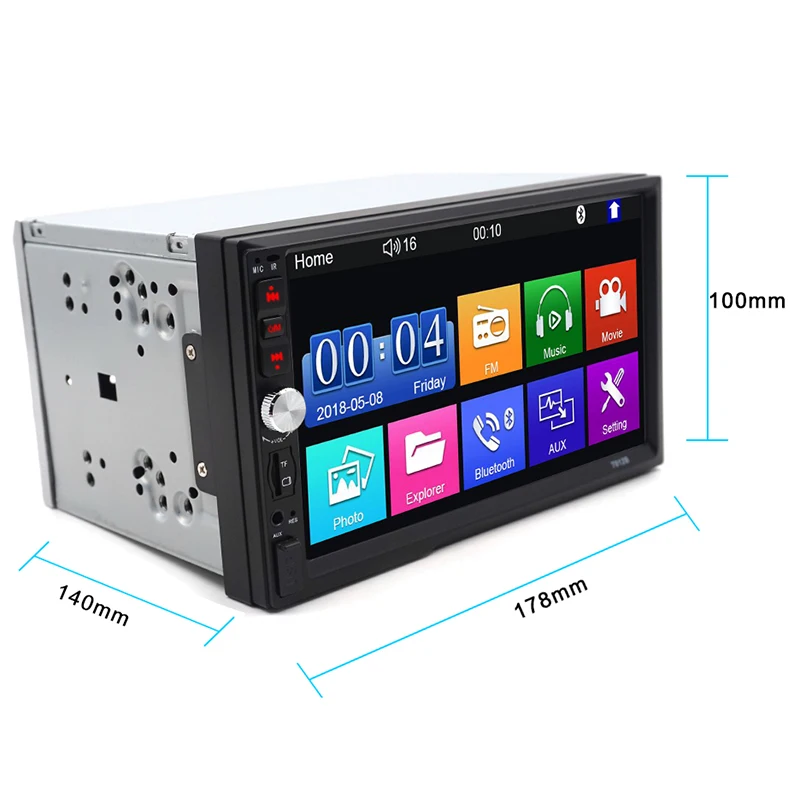 2 Din Автомобильный мультимедийный Радио Hd 7 дюймов контактный экран стерео Bluetooth 12 В 2Din Fm Iso мощность Aux вход Авто Mp5 плеер Sd Usb, 7012