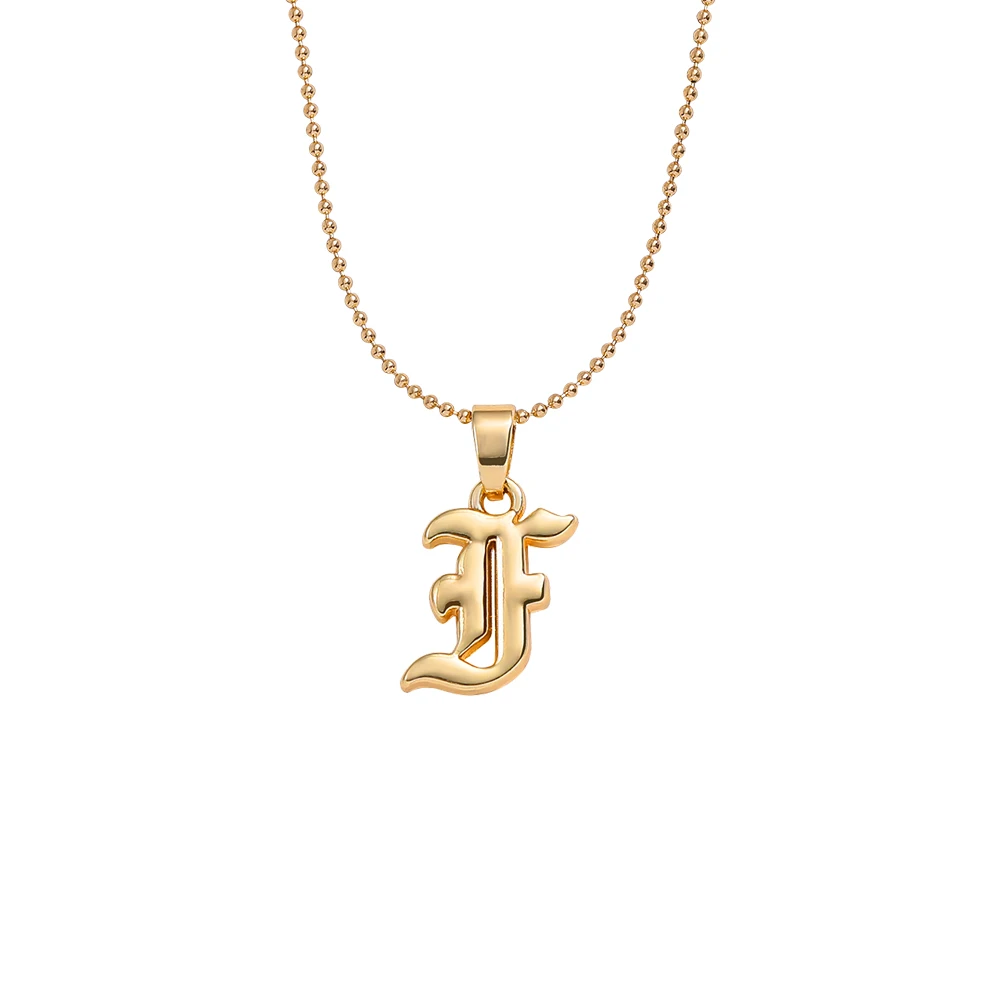 Vintage Gothic A-Z Initial Alphabet Old English Pendant