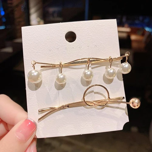 2pcs Pearls 2-4 шт./компл. модные ювелирные изделия из сплава с геометрическим рисунком Заколки для волос для Для женщин девочек заколки для волос заколка со стразами повязки для волос аксессуары для волос комплект - Цвет: 2pcs Pearls