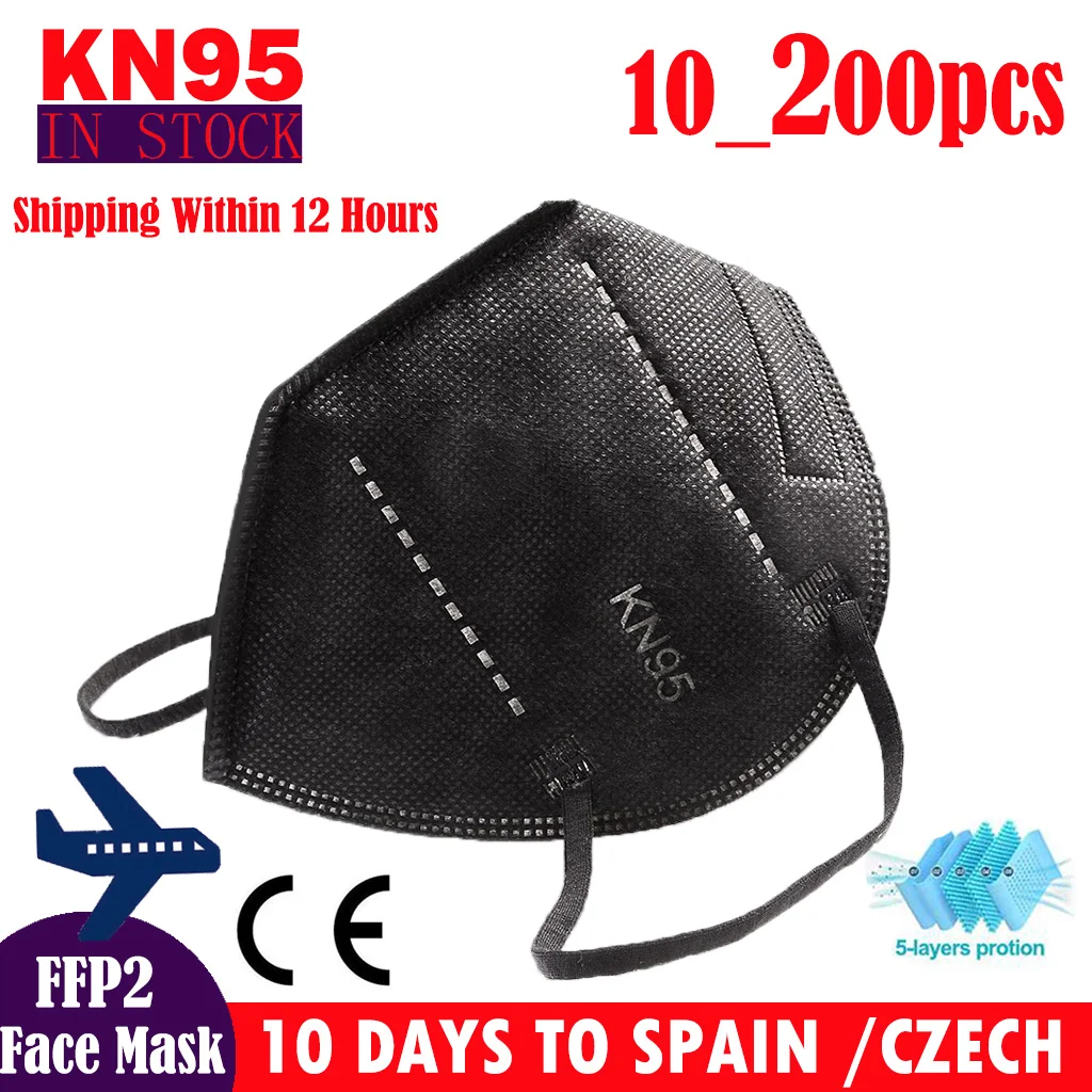 Mascarilla facial KN95 Fpp2 para adultos, máscara facial de 5 capas, máscara respiratoria, 100 unidades