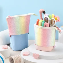 

School Pencil Case for Girls Boys Pen Bag Cartoon Cute Cat Bear Unicorn Pencilcase Fold Telescopic Holder Stationery Organizer