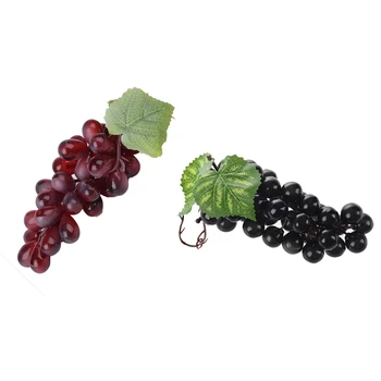 

Promotion! Soft Plastic Burgundy Bunch Simulation Grapes Fruit Home Decoration & Purple Soft Plastic Artificial Grapes Cluster F