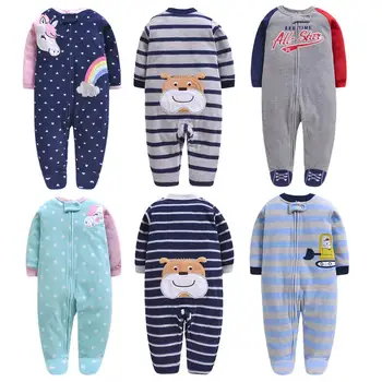 

Newborn Baby Autumn Jumpsuit Infant Boys Girls Cartoon Unicorn Clothes Long Sleeved Fleece Footie 3M-12M Printed Outfit Pajamas