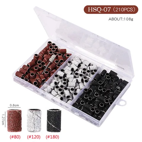 #80 #120 #180 Size Nails Sanding Cap for Manicure Fashion Nail Drill Bits Accessories for DIY Art Decoration