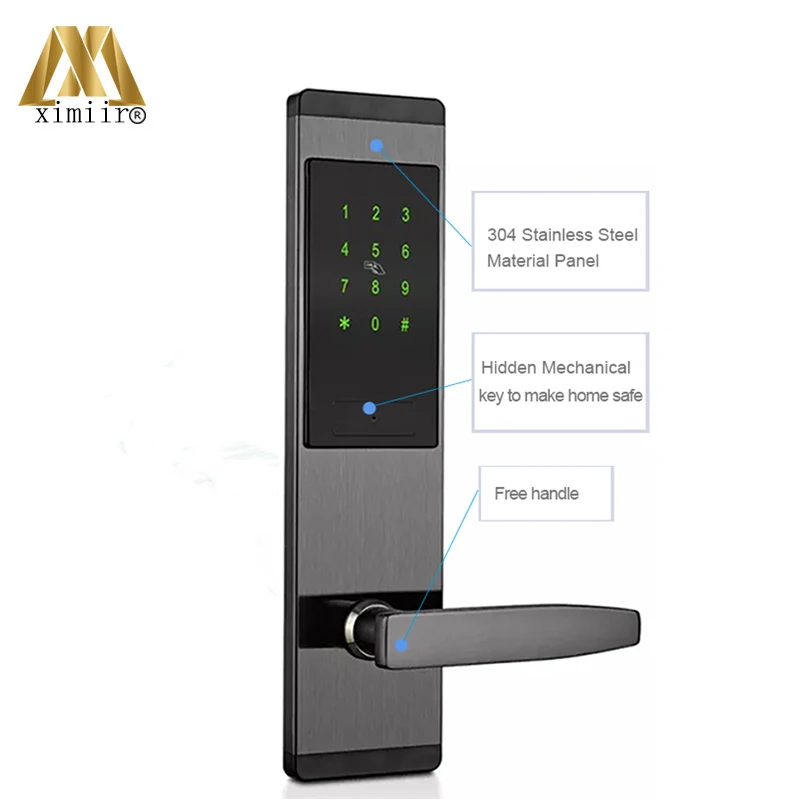 Keyless Digital Door Lock Electronic Code Touchscreen Home Security Smart Lock Stainless Steel Left/Right-Free Knob Handle Code Lock 