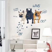 XL8352 три собаки спальня гостиная мультфильм наклейки на стену съемные наклейки класс диван фон декоративные наклейки