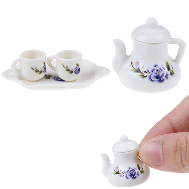 New 1:12 Dollhouse miniature chintz flower cups pot plate set decor furniture toy | Игрушки и хобби