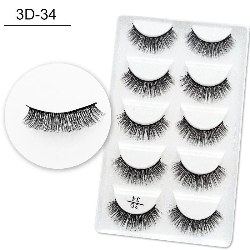 

Sexy 3D Mink 5 Pairs False Eyelash Real Mink Handmade Crossing Lashes Strip Thick Lash Fake Lashes Makeup Beauty Extension Tools