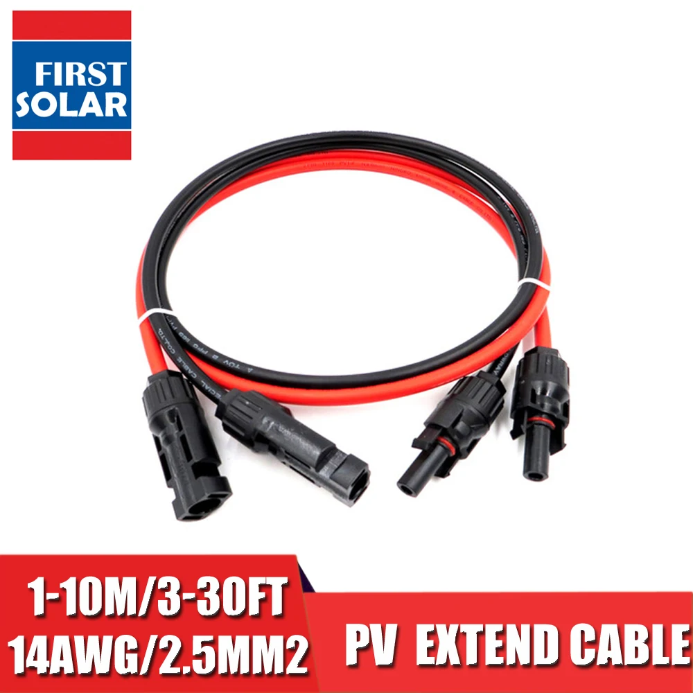 Удлинитель PV коннектора 2 5 мм2 3 фута 6 футов 9 15 30 14AWG черный параллельный серия